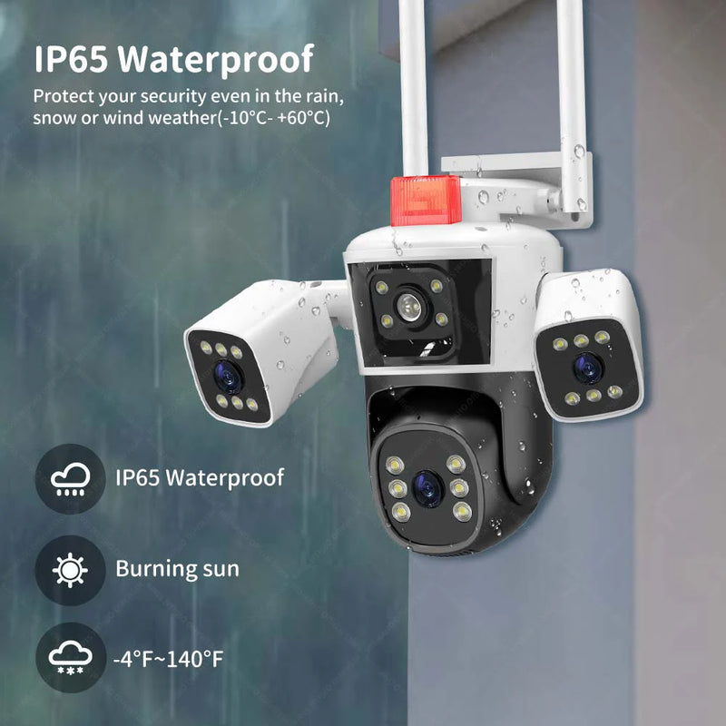 12MP 6K Security Protection IP Camera WiFi Wireless Outdoor Three Lens Three Screens CCTV Video Surveillance PTZ Human Tracking